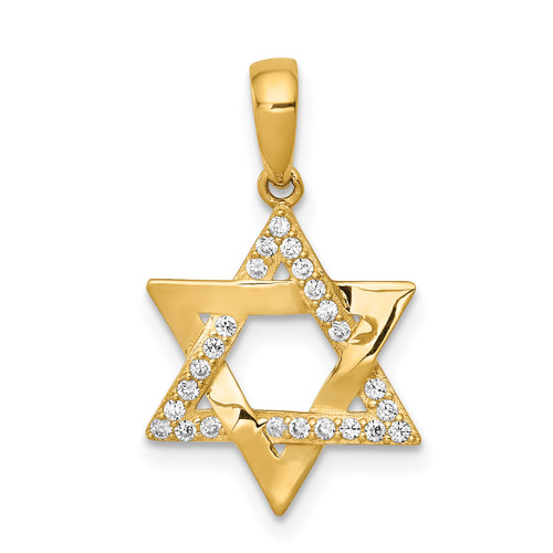14KT  Polished cubic zirconia  Star of David Pendant 14KT  Polished cubic zirconia  Star of David Pendant