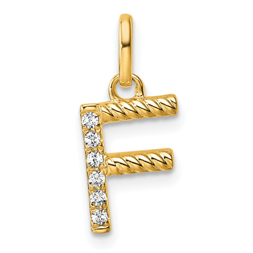 14KT  Twisted .05 ct. Diamond Initial F Charm 14KT  Twisted .05 ct. Diamond Initial F Charm