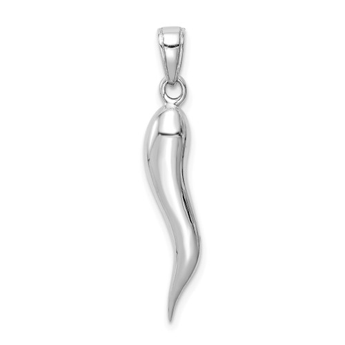 14KT  White Gold Large 3D Italian Horn Pendant 14KT  White Gold Large 3D Italian Horn Pendant