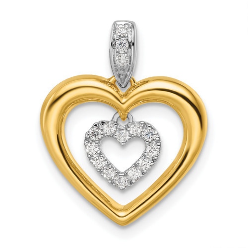 14KT  Two-tone 1/6 carat Lab Grown Diamond VS/SI+ G+ Complete Dangle Double Heart Pendant 14KT  Two-tone 1/6 carat Lab Grown Diamond VS/SI+ G+ Complete Dangle Double Heart Pendant