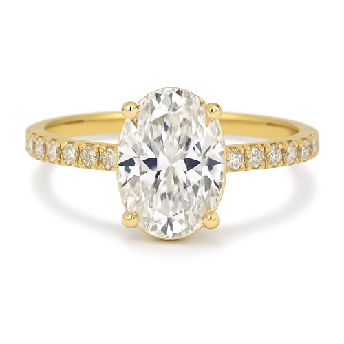 14kt Yellow Gold 3/4 Eternity Diamond Engagement Setting  for an Oval Diamond 2.00 CTW 