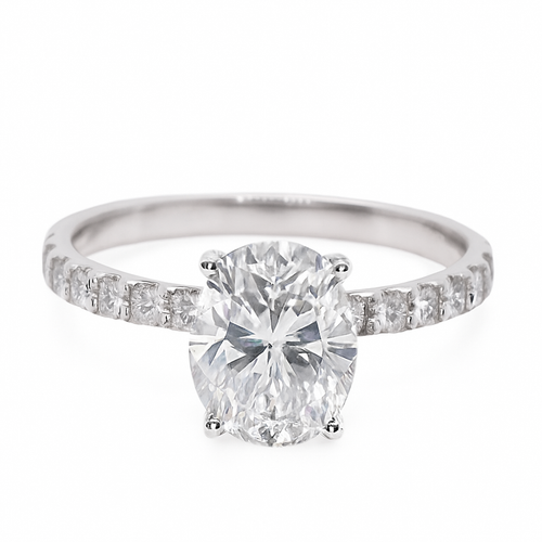 14kt White Gold Diamond Engagement Setting  for an Oval Diamond 0.75 CTW 