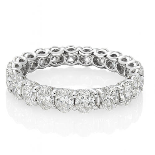 14kt White Gold U prong Oval Diamond Eternity Band  3.45 CTW 