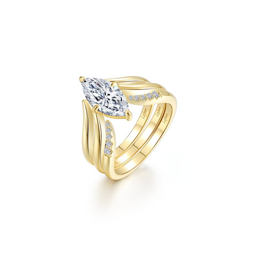 Lafonn Marquise Muse Ring Set in sterling silver bonded with platinum