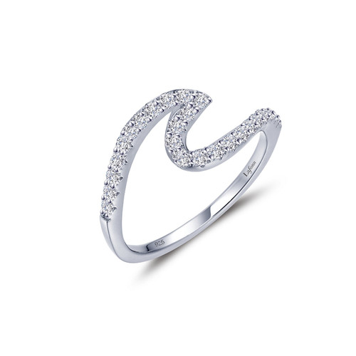 Lafonn Stylish Wave Band in sterling silver bonded with platinum