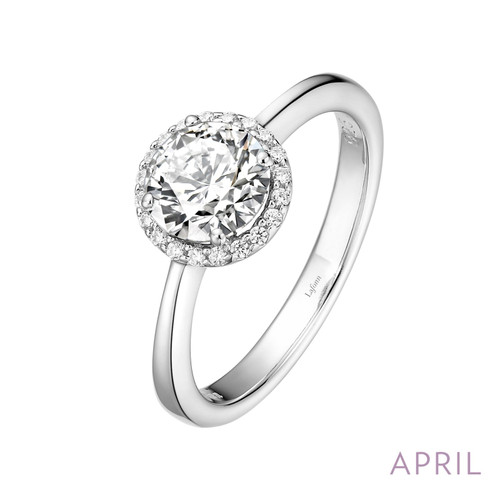 Lafonn April Birthstone Ring in sterling silver bonded with platinum
