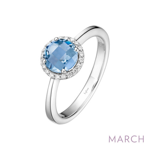 Lafonn March Birthstone Ring in sterling silver bonded with platinum