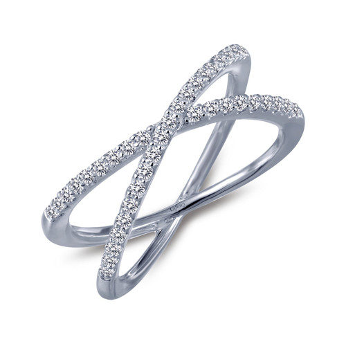 Lafonn Simple Crisscross Ring in sterling silver bonded with platinum