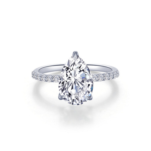 Lafonn Pear-Shaped Solitaire Engagement Ring in sterling silver bonded with platinum