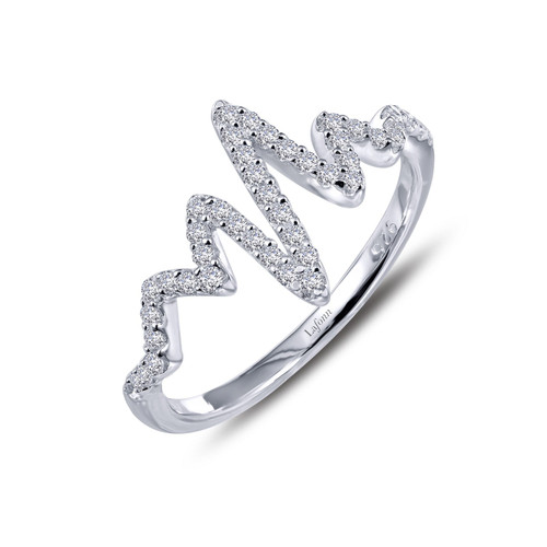Lafonn Heartbeat Ring in sterling silver bonded with platinum