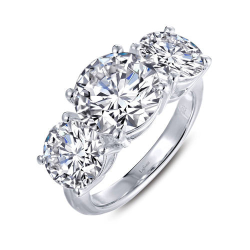 Lafonn Three-Stone Engagement Ring in sterling silver bonded with platinum