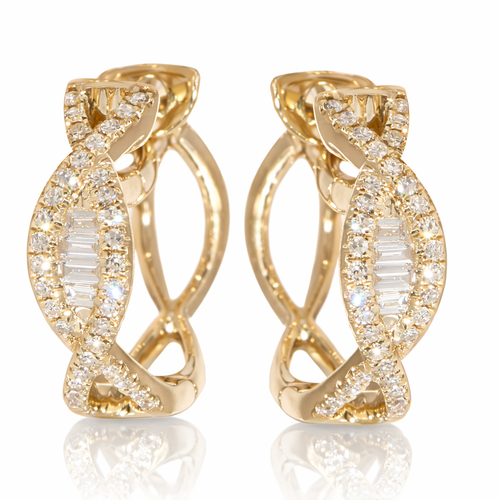 14k Yellow Gold Infinity Diamond Hoop Earrings 0.50 CTW