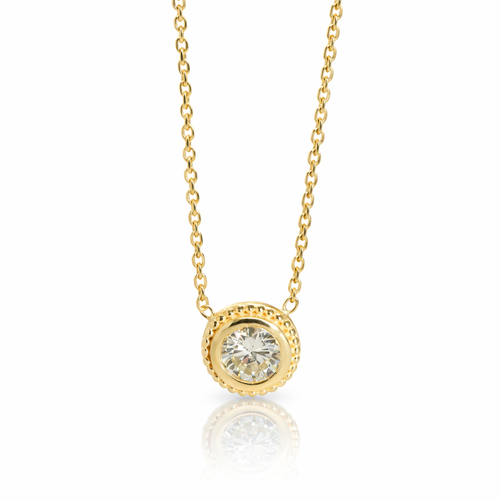 14KT Yellow Gold Diamond Solitaire Necklace 0.43 CTW