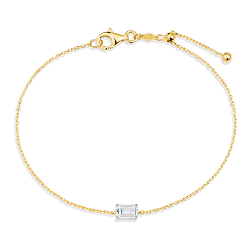 MB0040 - Emerald-Cut Lab-Created Diamond Solitaire Bracelet in 14K Yellow Gold by Monte Luna