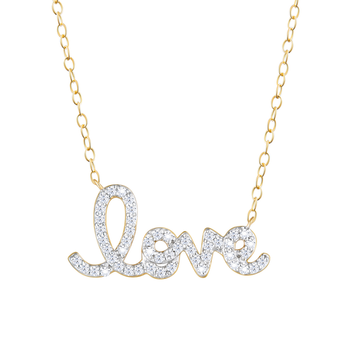 MN0037 - Pave Lab-Created Diamond Love Necklace in 14K Yellow Gold by Monte Luna