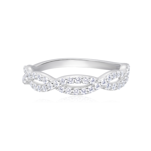 MR0058 - Full Pave Twist Ring in 14K White Gold by Monte Luna