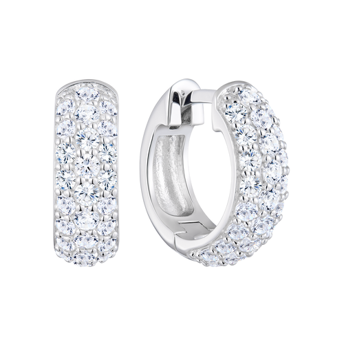 ME0062 - Wide Pave Hoop Earrings in 14K White Gold by Monte Luna