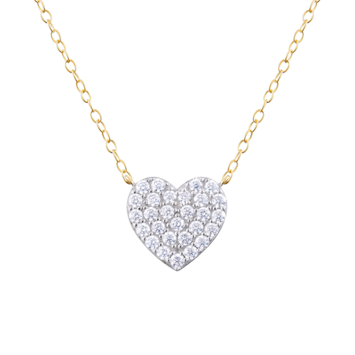 MN0036 - Pave Lab-Created Diamond Heart Necklace in 14K Yellow Gold by Monte Luna