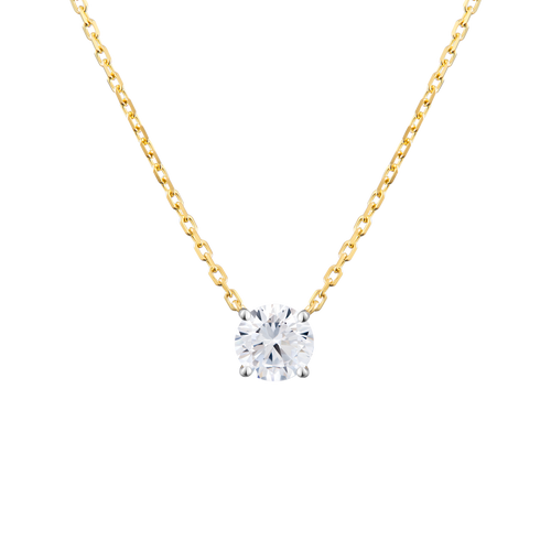 MN0038 - Round-Cut Lab-Created Diamond Solitaire Necklace in 14K Yellow Gold by Monte Luna