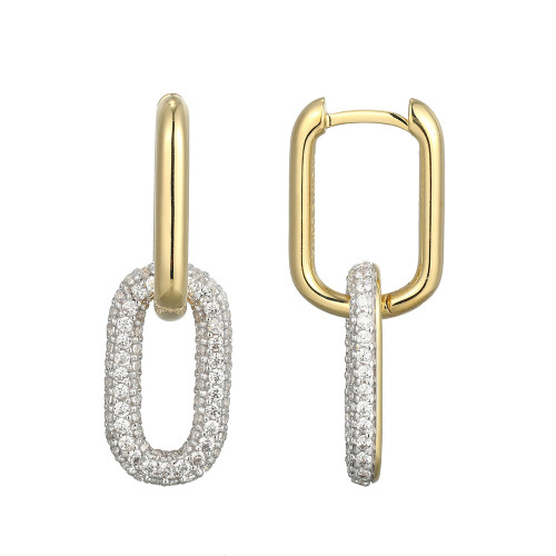 ME0118 - Paperclip Pave Lab-Created Diamond Drop Earrings