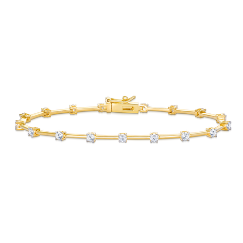 BB0154Y - Lab-Created Diamond Segment Tennis Bracelet in 14K Yellow Gold-Plated Sterling Silver