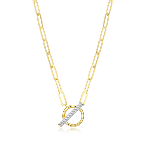 BN0234Y - Lab-Created Diamond Toggle-Look Paperclip Necklace in 14K Yellow Gold-Plated Sterling Silver