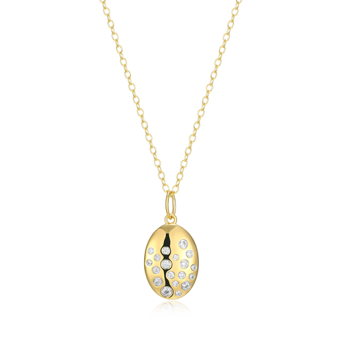 BN0214Y - Scattered Medallion Lab-Created Diamond Pendant Necklace in 14K Yellow Gold-Plated Sterling Silver