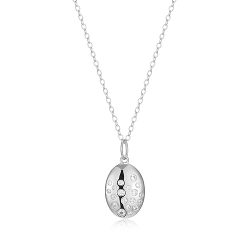 BN0214W - Scattered Medallion Lab-Created Diamond Pendant Necklace in Rhodium-Plated Sterling Silver