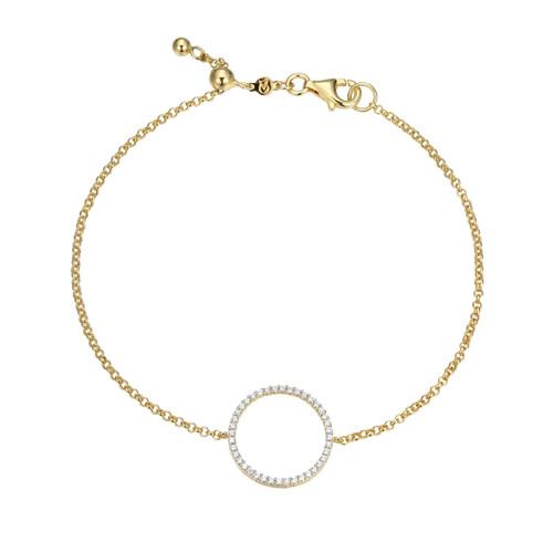 BB0275Y - Open Circle Lab-Created Diamond Bolo Bracelet