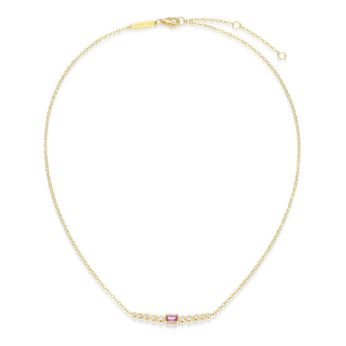 BN0253Y - Lab-Created Pink Sapphire & Lab-Created Diamond Bar Necklace