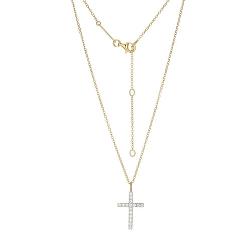 BN0279Y - Medium Cross Lab-Created Diamond Pendant Necklace