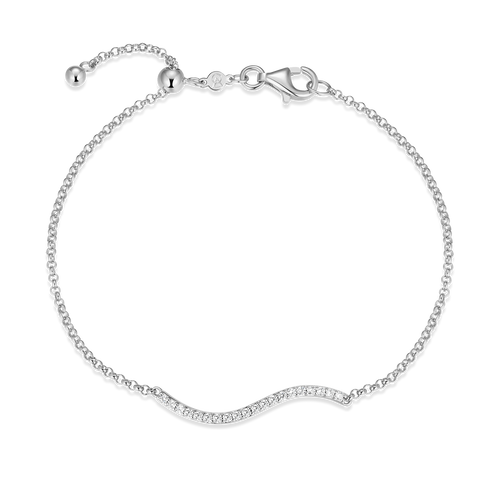 BB0212W - Wavy Bar Lab-Created Diamond Bolo Bracelet in Rhodium-Plated Sterling Silver