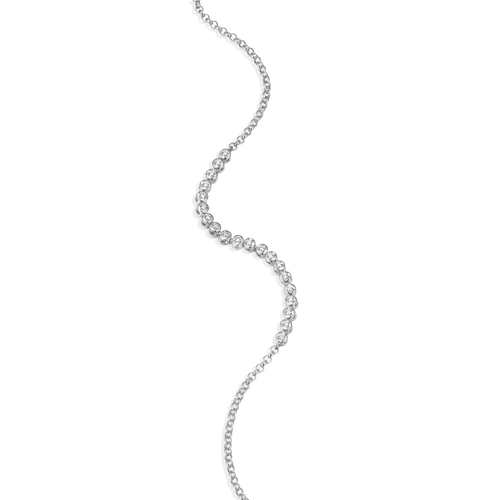 BB0104W - Lab-Created Diamond Line Tennis Bolo Bracelet in Rhodium-Plated Sterling Silver