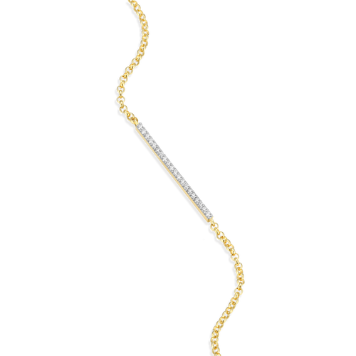 BB0095Y - Pave Bar Bolo Bracelet in 14K Yellow Gold-Plated Sterling Silver