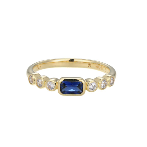 BR0252Y - Lab-Created Blue Sapphire & Lab-Created Diamond Ring