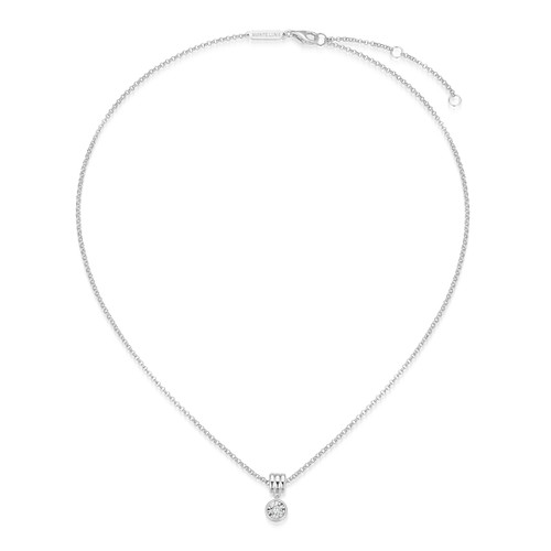 BN0272W - Barrel Charm Lab-Created Diamond Bolo Necklace