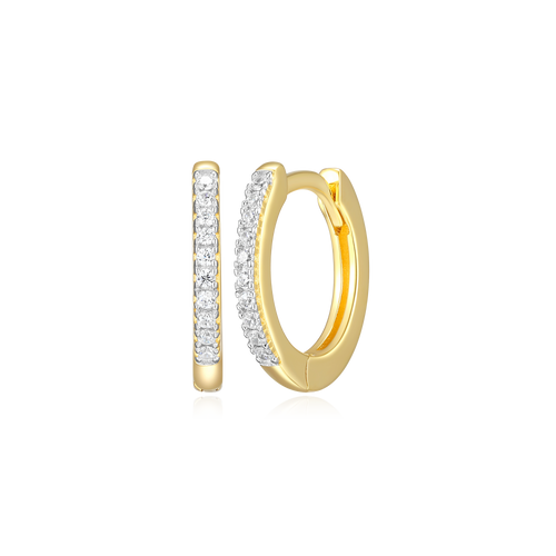 BE0090Y - Single Row Hoop Earrings in 14K Yellow Gold-Plated Sterling Silver