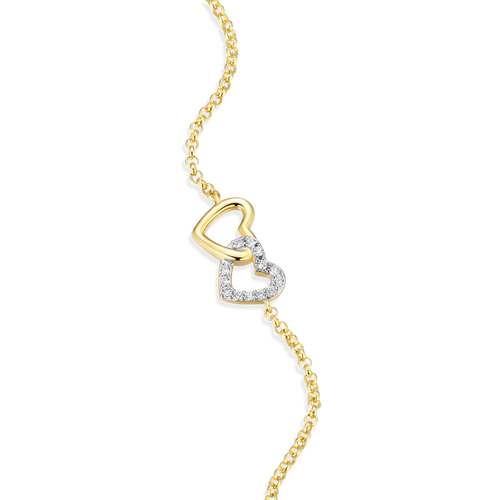 BB0010Y - Open Twin Heart Bolo Bracelet in 14K Yellow Gold-Plated Sterling Silver