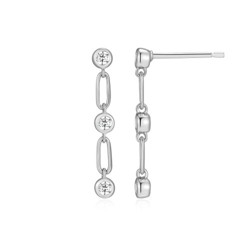BE0262W - Trio Bezel-Set Lab-Created Diamond Drop Earrings