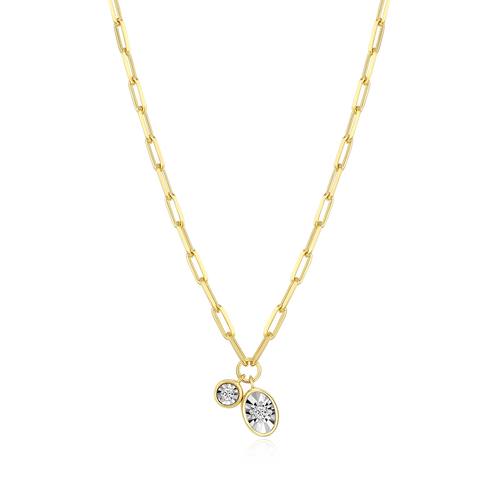 BN0224Y - April Birthstone Lab-Created Diamond Mini Paperclip Necklace in 14K Yellow Gold-Plated Sterling Silver