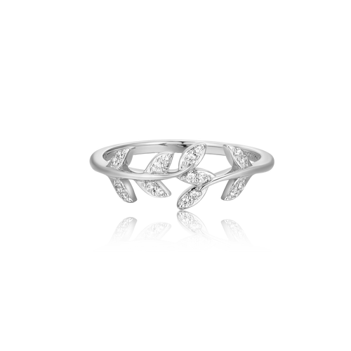 BR0101W - Branch Statement Ring in Rhodium-Plated Sterling Silver