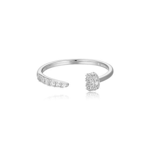 BR0099W - Nail Bypass Ring in Rhodium-Plated Sterling Silver