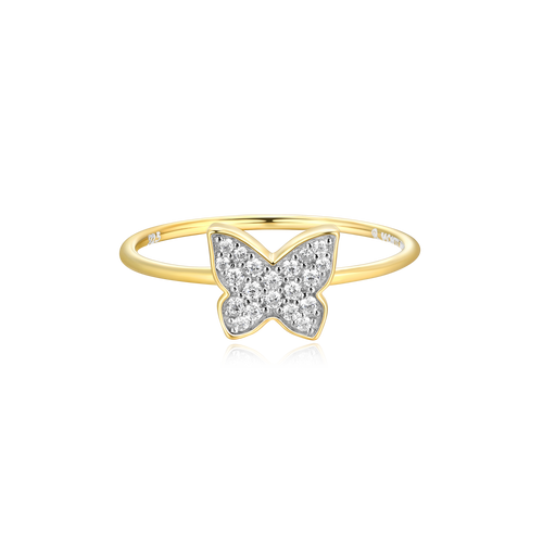 BR0035Y - Butterfly Statement Ring in 14K Yellow Gold-Plated Sterling Silver
