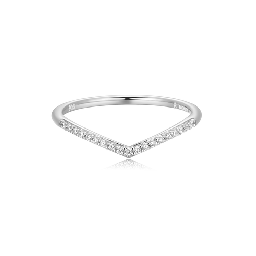 BR0051W - Chevron Stackable Ring in Rhodium-Plated Sterling Silver