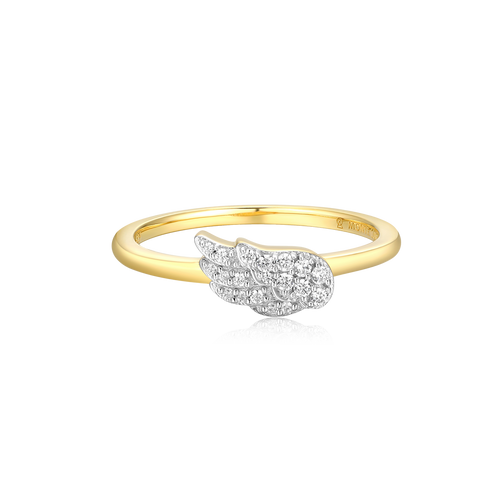 BR0040Y - Wing Statement Ring in 14K Yellow Gold-Plated Sterling Silver