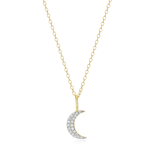 BN0042Y - Crescent Pendant Necklace in 14K Yellow Gold-Plated Sterling Silver