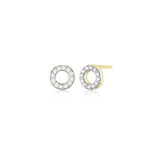 BE0078Y - Open Circle Stud Earrings in 14K Yellow Gold-Plated Sterling Silver