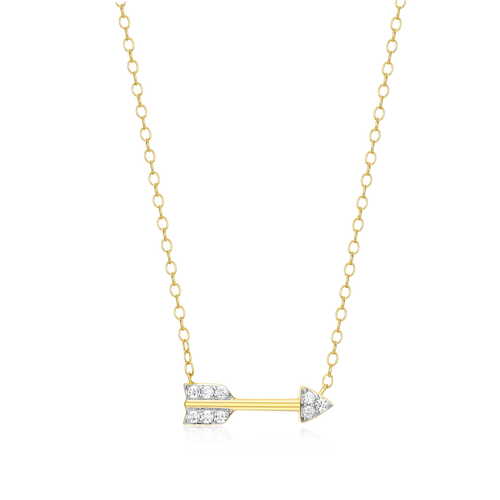 BN0048Y - Arrow Statement Necklace in 14K Yellow Gold-Plated Sterling Silver