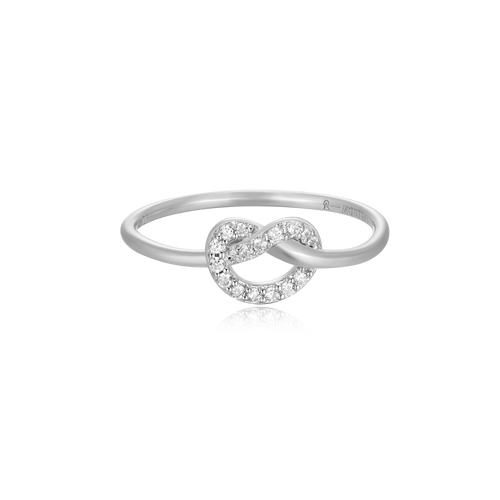 BR0013W - Knot Statement Ring in Rhodium-Plated Sterling Silver