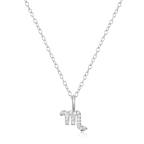 BN0115W - Scorpio Constellation Pendant Necklace in Rhodium-Plated Sterling Silver